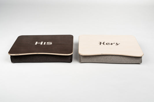 Hers and His Bed Tray / Personalized Bed Tray / Set of 2 /  Foam Pillow Stand